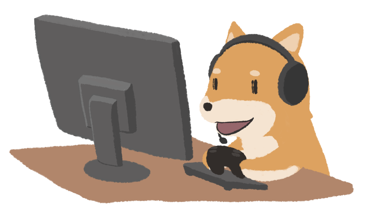 パソコン ゲーム実況をする柴犬のイラスト6種 ゆるいそざい Com