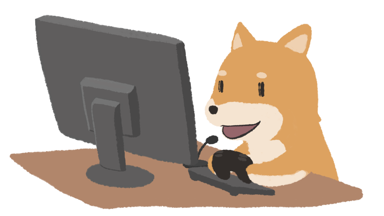 パソコン ゲーム実況をする柴犬のイラスト6種 ゆるいそざい Com