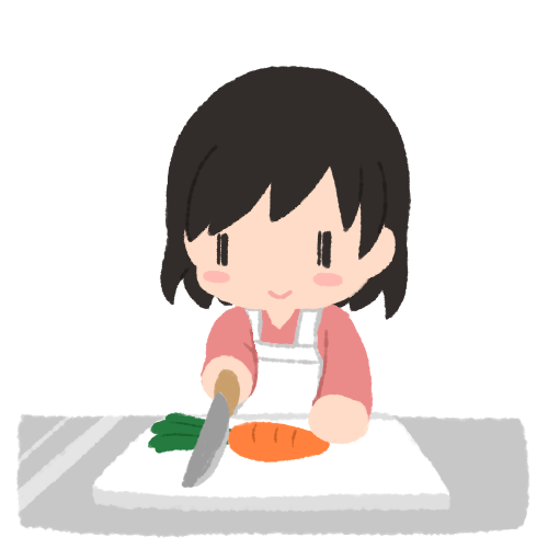 にんじん(野菜)ををまな板で調理する人のイラスト