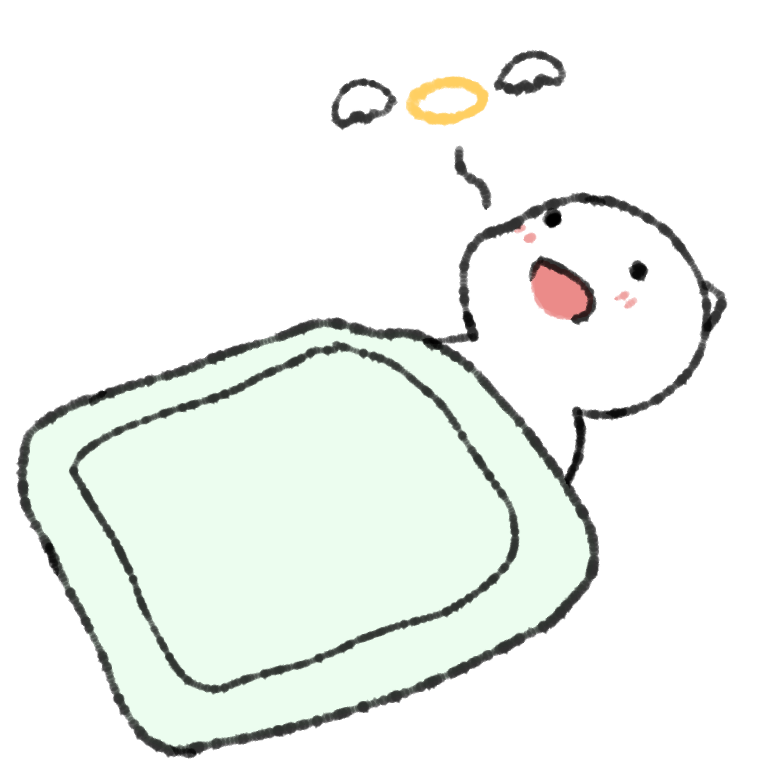 布団とハム人間のイラスト