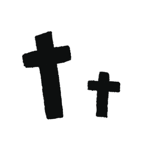 十字架のお墓シルエットのイラスト